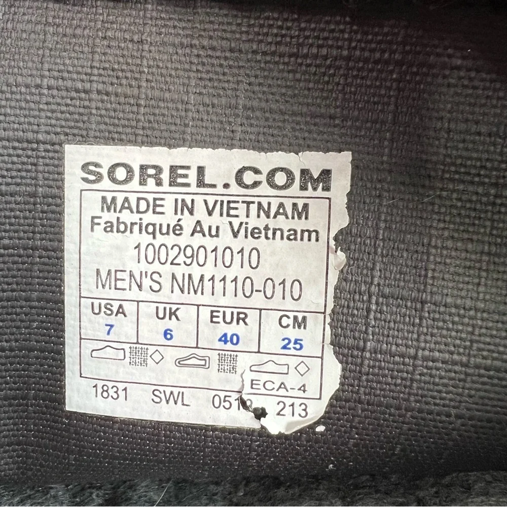 Sorel Glacier black insulated tall winter snow boots 7 250cm